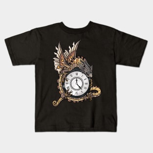 The Steam-Powered Dragon With Gray Head - Steampunk Fantasy Art Kids T-Shirt